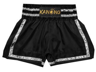 Kanong Thailand Muay Thai Shorts : KNS-140-Black-Silver